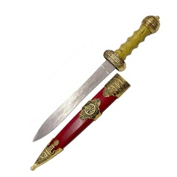 DAGA ROMAN 29 CM ACERO INOXIDABLE MANGO PLÁSTICO VAINA DE MADERA ROJO