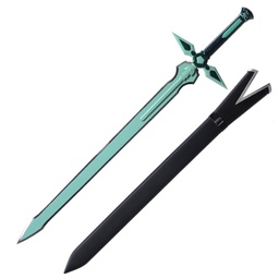 Espada larga de 110 cm con hoja de acero inoxidable, guarda metálica, mango metálico y vaina de plástico