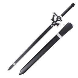 Espada larga de 108 cm con hoja de acero inoxidable, mango de metal, guarda de metal y vaina de madera