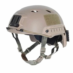 Casco ACH con railes y velcro montura para visión nocturna y cámara acolchado EPP sistema de ajuste con ruleta Tan