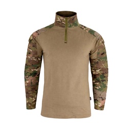 Camiseta de combate con coderas y velcro dos bolsillos Multicam