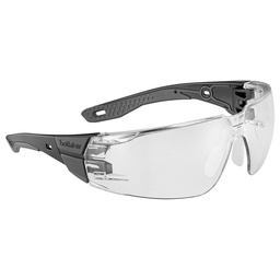 Gafas de protección Rush POS talla pequeña lente policarbonato tratamiento platino montura policarbonato y TPR