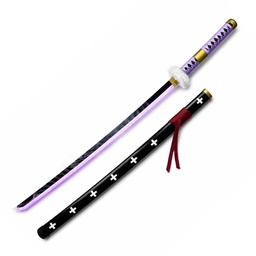 Katana decorativa de madera para exterior con iluminación LED y mango trenzado 103 cm