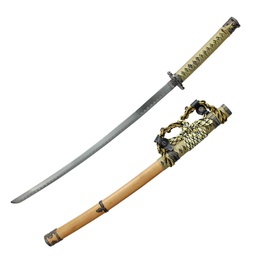 Katana 102 cm con vaina de madera y empuñadura trenzada hoja sin filo Madera
